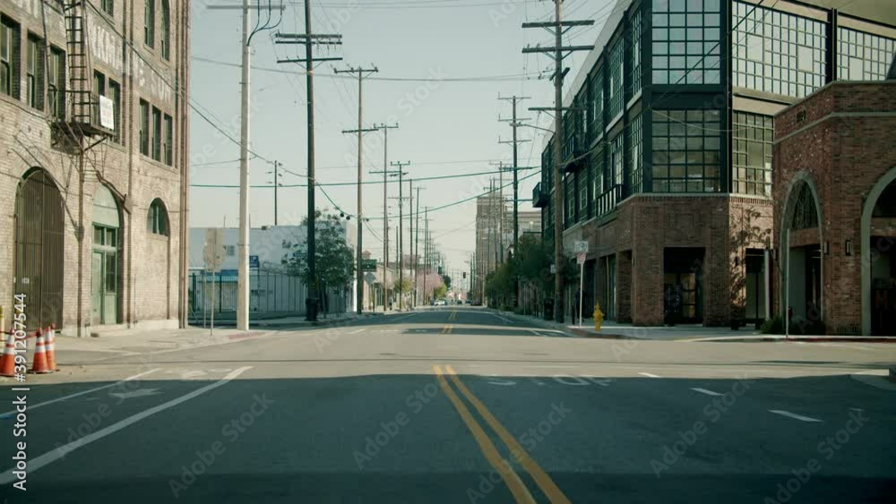 deserted empty streets in a city on a sunny day