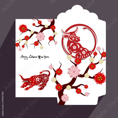 Envelopes for Happy chinese new year and luna new year 2021, year of the Ox