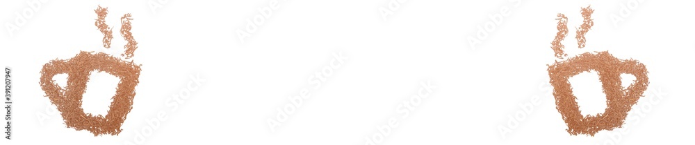 Abstract tea cup made of tea leaves. Place for text. Copy space. Banner Abstract tea cup made of tea leaves. Place for text. Copy space. Banner