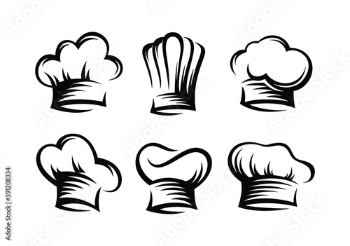 hand drawn set of chef and cook hats - Vector