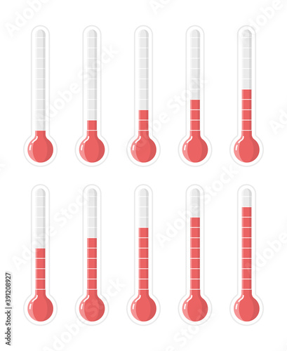 Thermometer scale. Fahrenheit or celsius grade templates for thermometer vector signs collection. Scale cold and hot temperature, fahrenheit or celsius measurement illustration