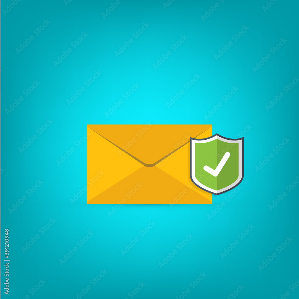 Email security concept, e-mail envelope with shield icon. Email security concept, e-mail envelope with shield icon.