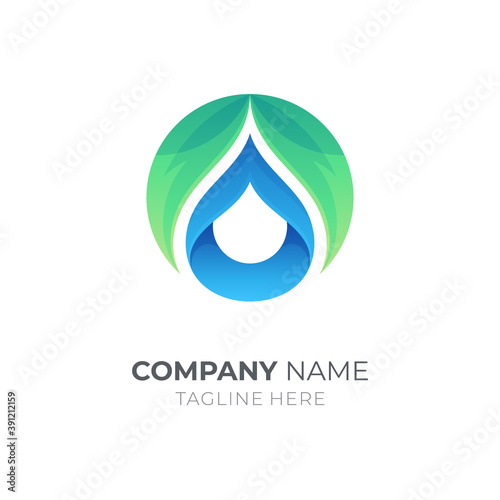 Leaf and water drop logo design vector
