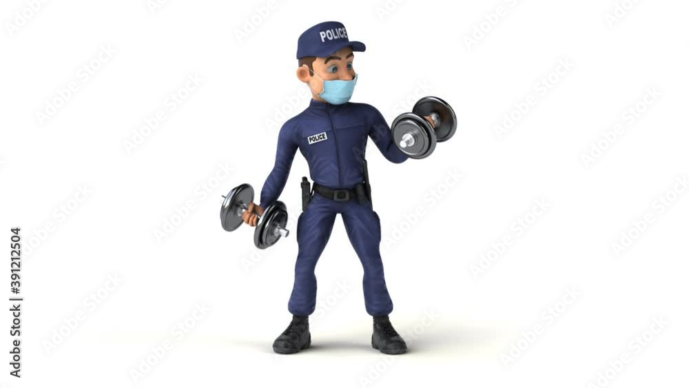 Fun 3D cartoon Police officer with a mask Fun 3D cartoon Police officer with a mask