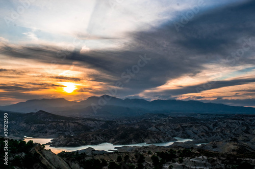 The swamp and ravines of Gebas at sunset in Murcia, Spain