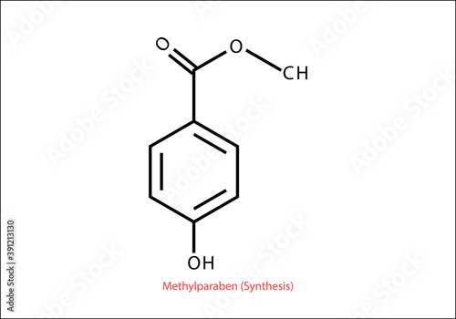 Methylparaben synthesis chemical reaction vector design illustration photo