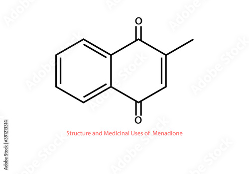 structure and medicinal uses of menadione vector design illustration 
