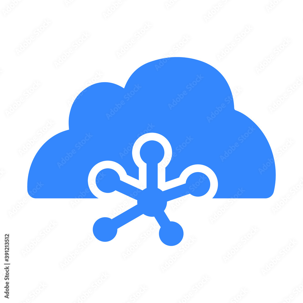 Cloud, connection sharing, web icon. Blue ector graphics Cloud, connection sharing, web icon. Blue ector graphics