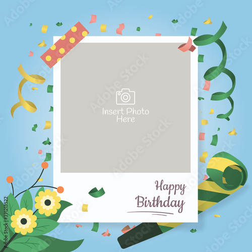 Empty photo frame for birthday celebration