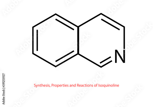 Synthesis, properties and reactions of isoquinoline vector design illustration