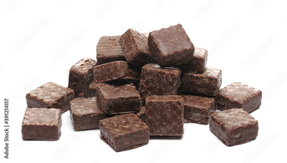 custom made wallpaper toronto digitalChocolate wafer blocks, cubes pile isolated on white background