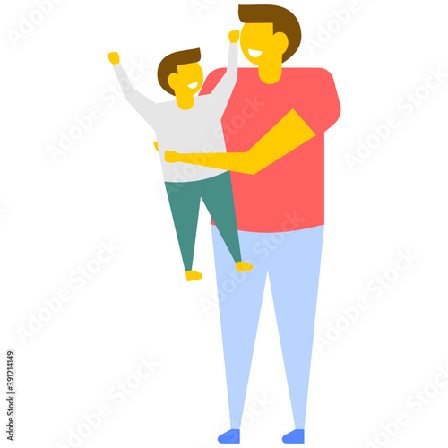 
Fatherhood, paternity or loving father flat vector icon 
