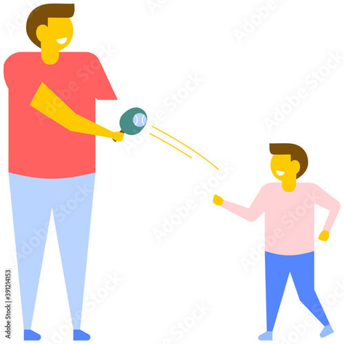
Fatherhood, paternity or loving father flat vector icon 
