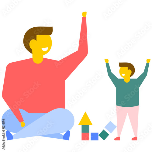 
Fatherhood, paternity or loving father flat vector icon 
