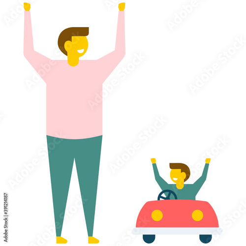 
Fatherhood, paternity or loving father flat vector icon 
