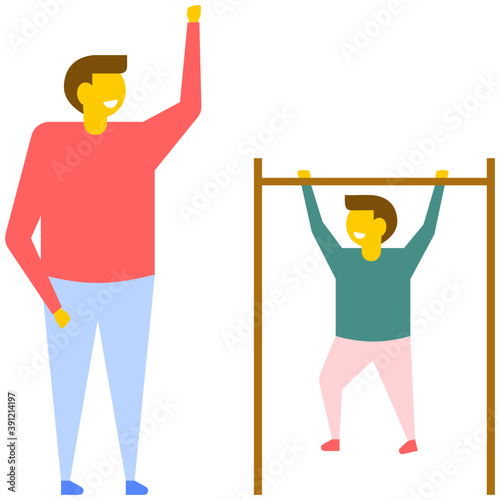 
Fatherhood, paternity or loving father flat vector icon 

