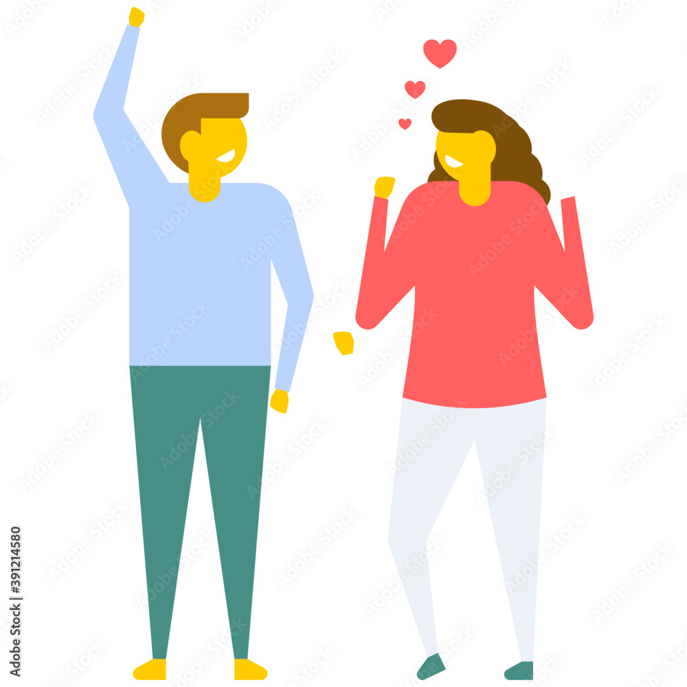 Romantic couple lovers holding hands, flat vector icon
Romantic couple lovers holding hands, flat vector icon