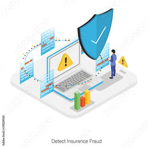Detect Insurance Fraud Isometric Square Vector Icon