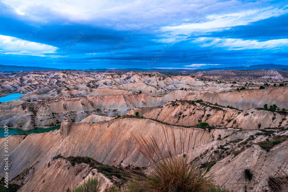 The swamp and ravines of Gebas at sunrise in Murcia, Spain