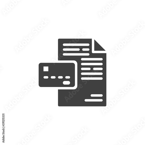 Bank finance document vector icon. filled flat sign for mobile concept and web design. Credit card, account statement glyph icon. Symbol, logo illustration. Vector graphics
