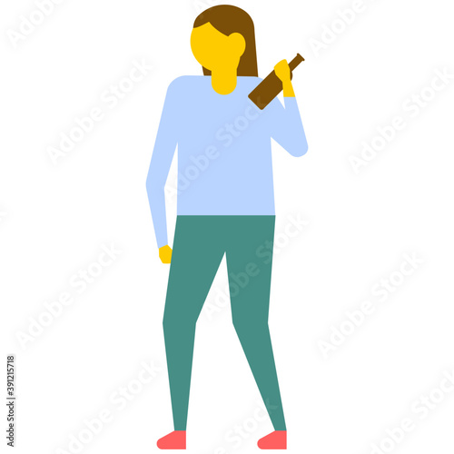 
Drunk girl holding bottle of alcohol 
