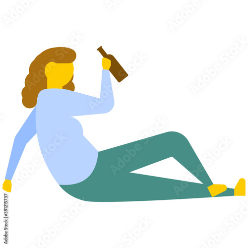 
Drunk girl holding bottle of alcohol 
