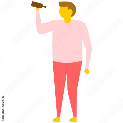 
Drunk man holding bottle of alcohol 
