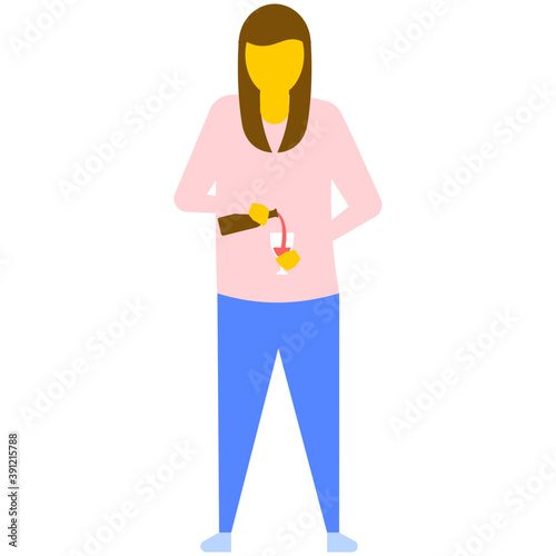 
Drunk girl holding bottle of alcohol 
