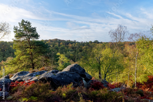 Apremont Gorges in Autumn season.  Fontainebleau forest photo