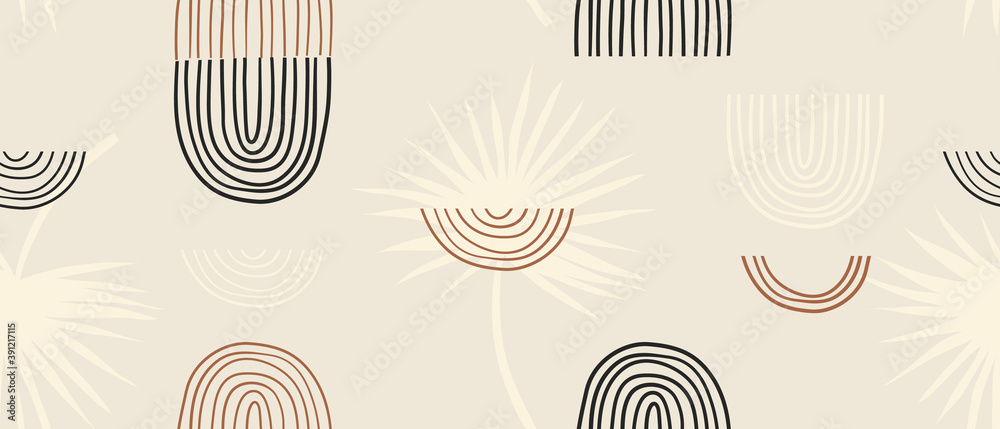 Foto auf Acrylglas mit Minimalistisches zeitgenössisches ästhetisches Trendmuster. Modische Vorlage für Design. #391217115