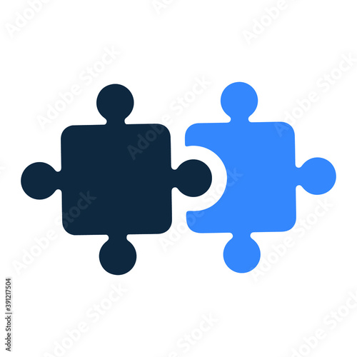 Jigsaw puzzle, teamwork icon. Glyph vector isolated on a white background.
