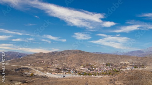 Panoramic view of the village of Damirchi  located in the Shemakhi region of Azerbaijan