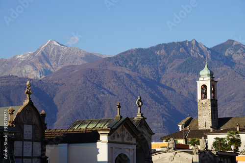 church  and cemetery in the mountains of Ticino