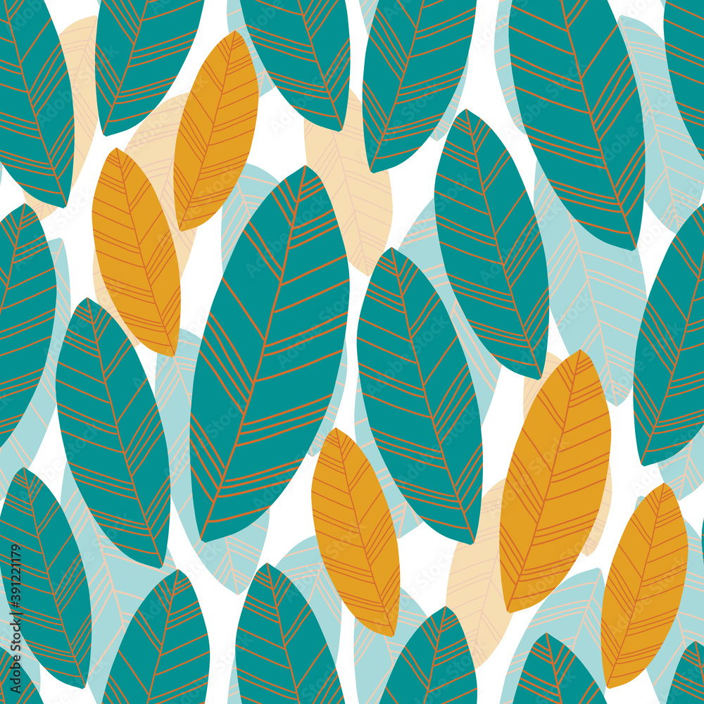 seamless nature pattern background with drop leaves