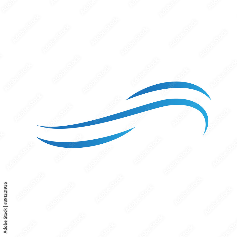 Water wave icon isolated on white background. Flat water wave icon for water logo design and icon template. Water wave vector	