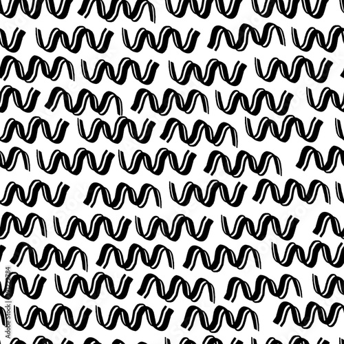 seamless hand draw black and white wave pattern background