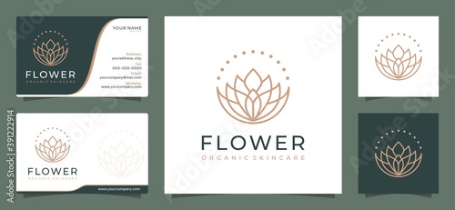 minimalist elegant modern flower logo design inspiration, for salons, spas, skincare, boutiques, with business cards