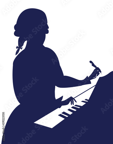 Wolfgang Amadeus Mozart vector silhouette
