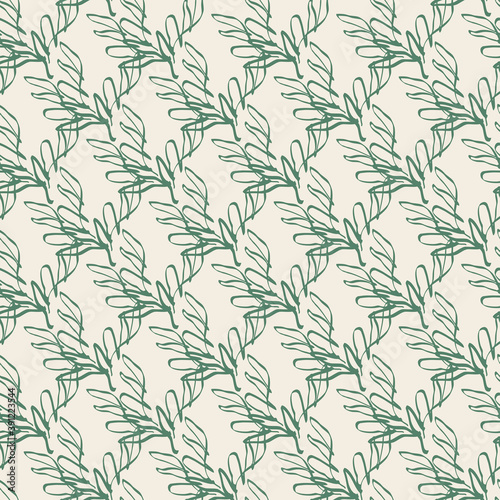 seamless hand draw pattern background with endless green leave