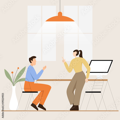 People working in the office and making discussing business issues.