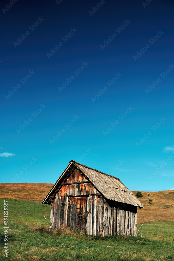 Traditional wooden cottage in south-west Serbia Zlatibor region