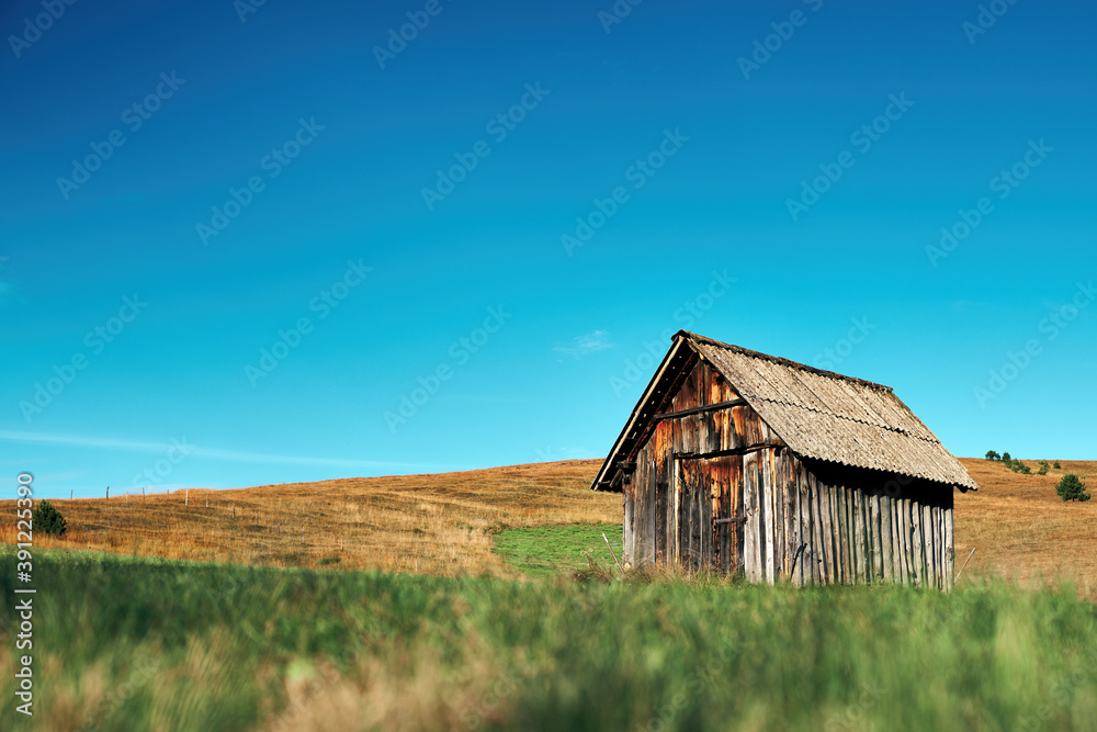 Traditional wooden cottage in south-west Serbia Zlatibor region