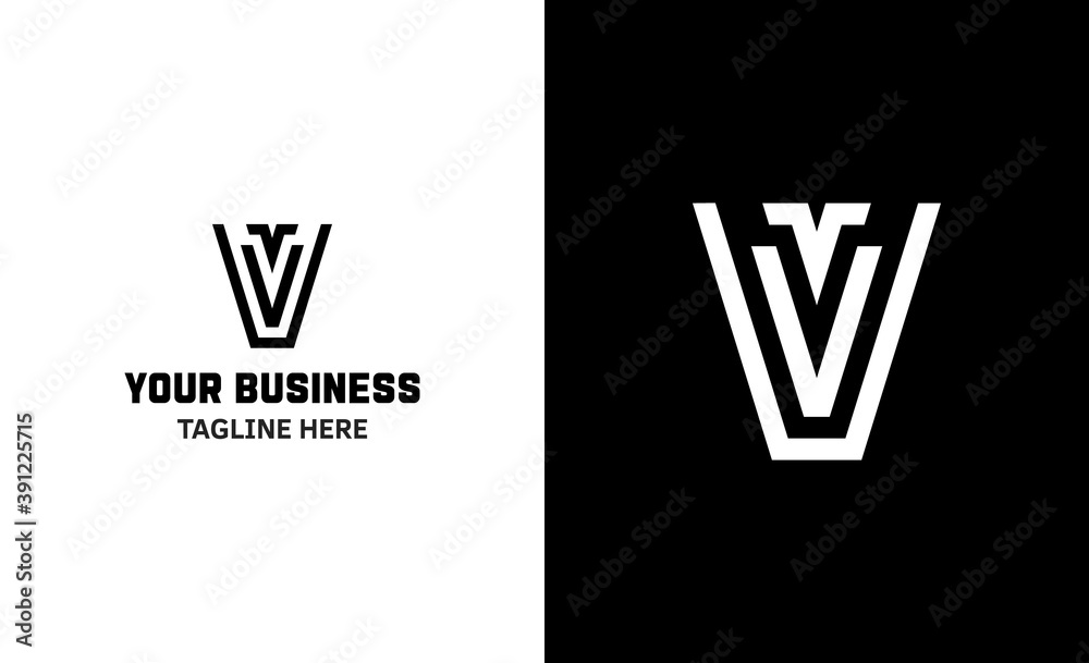Obraz premium Letter V minimal vector logo. Icon mark design template
