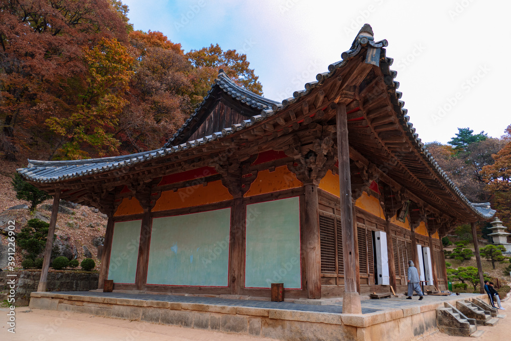 Main hall of temple (national treasure)-Busuksa(temple name), Youngju Gyoungsangbukdo, Korea Main hall of temple (national treasure)-Busuksa(temple name), Youngju Gyoungsangbukdo, Korea