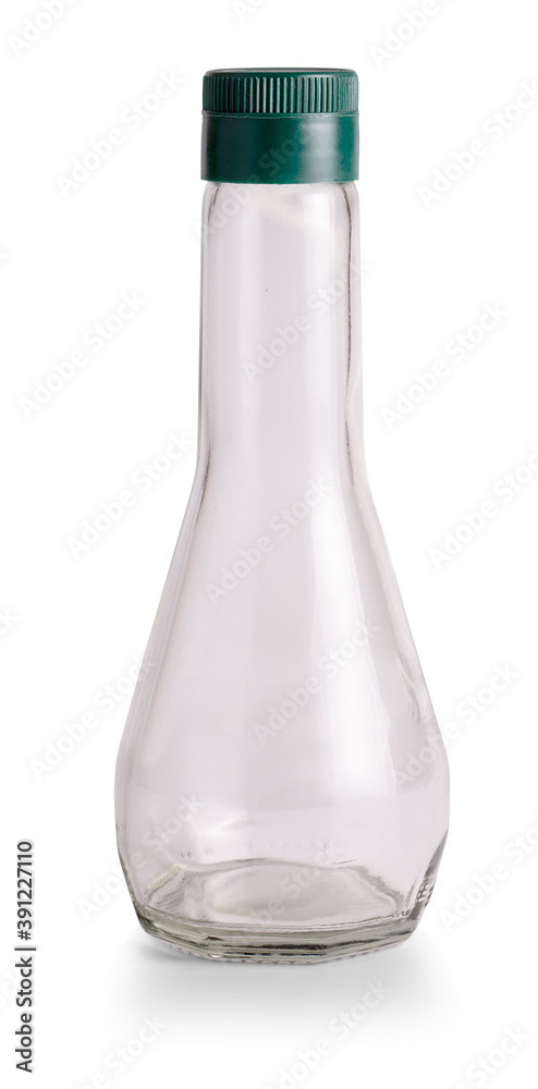 empty bottle of sauce isolated on white background