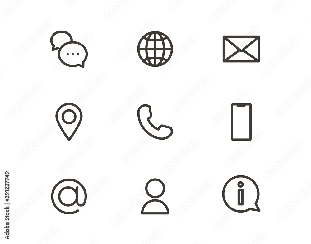 Outline trendy icons for online business or website. Vector graphic elements for visual communication strategy