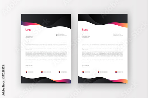 Professional business style letterhead template design / cover letter - vector minimalist colorful design