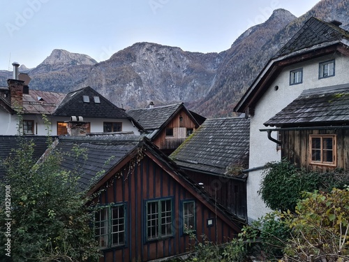 The village of Hallstatt, Austria, in the Alps