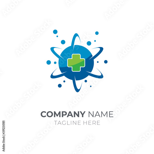World health logo design. Medical cross globe logo icon