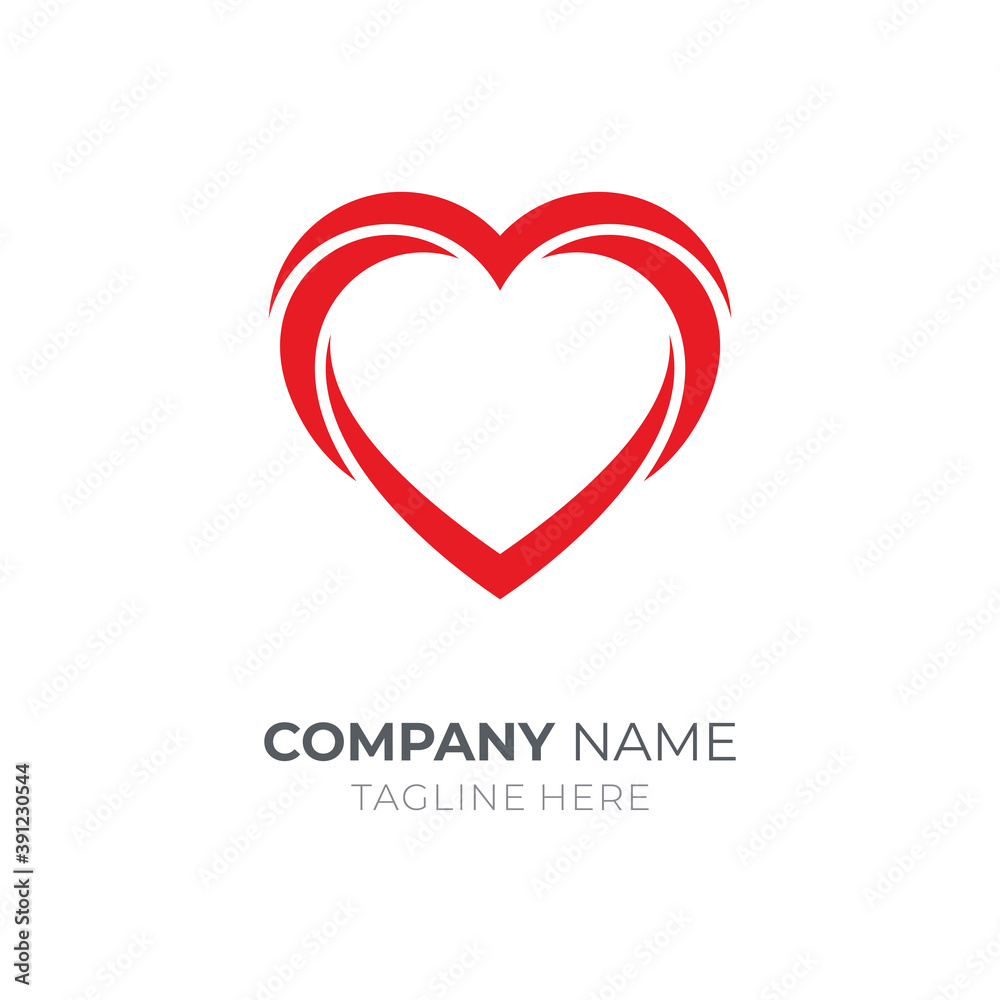 Heart love frame decoration minimalist logo vector